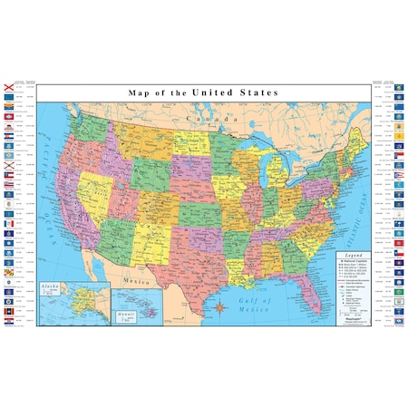 Replogle Globes USA Map with Flags, 49'' W x 33'' H 72116